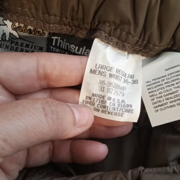 Cabela's Thinsulate Thermal Insulation Vintage 3M Nylon Mens Large - Picture 6 of 11